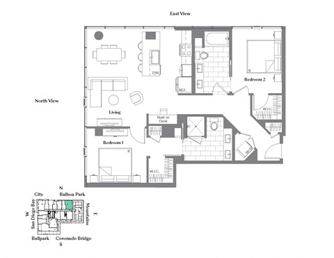 the typical floor plan of a 1 bedroom apartment